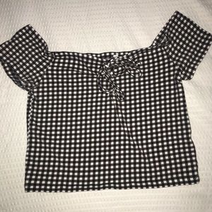 Pacsun Gingham Off The Shoulder Crop Top